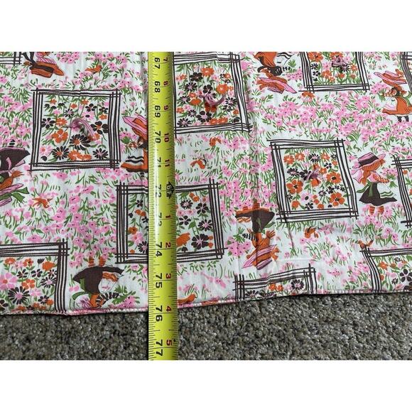 Vintage Neon Pink Quilt Blanket Hand Tied Girl & Flowers 76” X 51” Hollie Hobbie - Picture 7 of 7